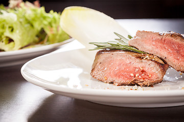 Image showing Succulent medium rare beef steak