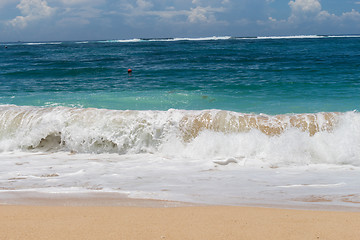 Image showing Beautiful tropical beach with lush vegetation