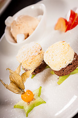 Image showing Gourmet coffee blanc mange with gooseberry