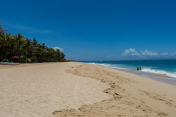 Image showing Beautiful tropical beach with lush vegetation