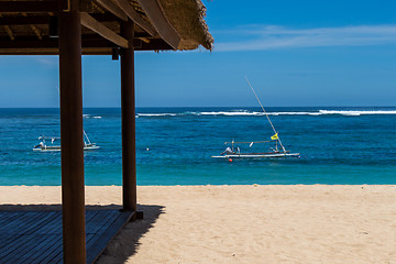 Image showing Beautiful tropical beach with lush vegetation