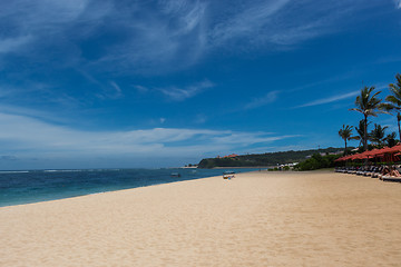 Image showing Beautiful tropical beach with lush vegetation