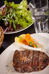 Image showing Grilled beef steak with seasoning