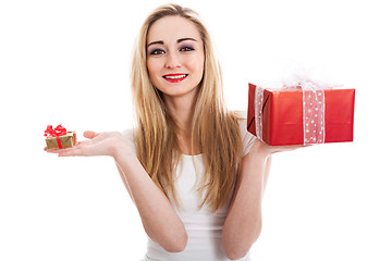 Image showing Female model carrying presents