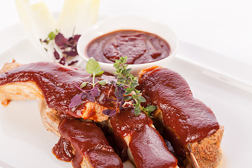 Image showing Delicious grilled pork ribs