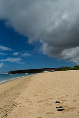 Image showing Beautiful tropical beach with lush vegetation