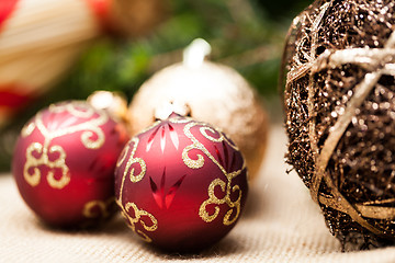 Image showing Christmas background with baubles and craft