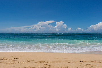 Image showing Beautiful tropical beach with lush vegetation