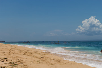 Image showing Beautiful tropical beach with lush vegetation