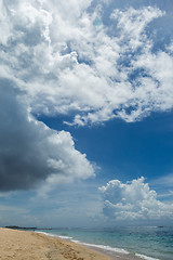 Image showing Beautiful tropical beach with lush vegetation