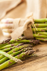 Image showing Fresh healthy green asparagus spears