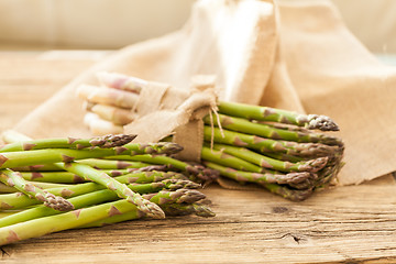 Image showing Fresh healthy green asparagus spears