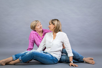 Image showing Senior lady with her middle-aged daughter