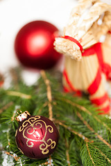 Image showing Christmas background with baubles and craft