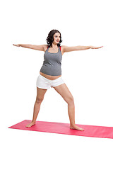 Image showing Pregnant woman doing aerobics exercises