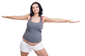 Image showing Pregnant woman doing aerobics exercises