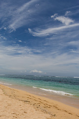 Image showing Beautiful tropical beach with lush vegetation