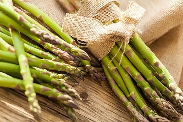 Image showing Fresh healthy green asparagus spears