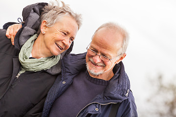 Image showing happy mature couple relaxing baltic sea dunes 