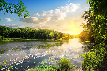 Image showing Sunset over the river Donets