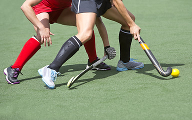 Image showing Field hockey close up