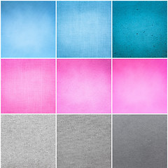 Image showing Old Vintage Papers Texture Set  (Blue, Pink, Grey) Background