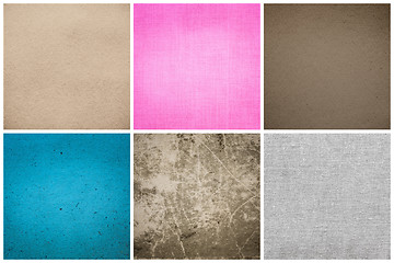 Image showing Old Vintage Papers Texture Set  (Blue, Pink, Grey, Brown)
