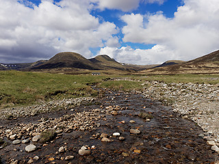 Image showing River Calder, Glen Banchor, Scotland west highlands in spring