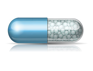 Image showing Medical blue capsule with granules