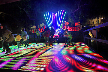 Image showing Families enjoyStrictly Sydney interactive dance floor 