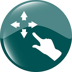 Image showing Fullscreen sign icon and people hand. Arrows symbol. Icon for App