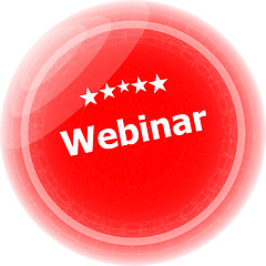 Image showing webinar word on red stickers button, label, business concept