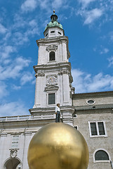 Image showing Man on Golden Sphere in Salzburg