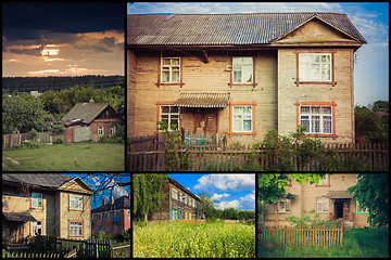 Image showing Old Wooden House On The Countryside. Set, Collage
