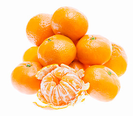 Image showing Peeled mandarin tangerine orange fruit isolated on white backgro