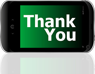 Image showing smart phone with thank you word