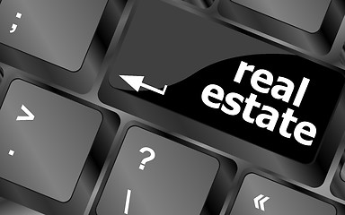 Image showing Real Estate concept. hot key on computer keyboard with Real Estate words