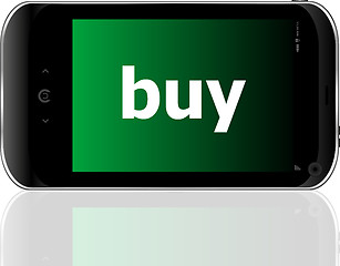 Image showing smartphone with word buy on display, business concept