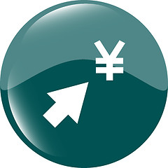 Image showing Yen currency symbol and arrow web button icon