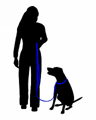 Image showing Dog training (obedience): command: sit at heel