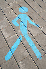 Image showing Pedestrian sign on the pavement