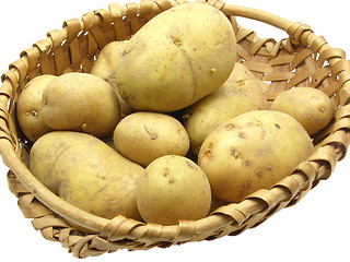 Image showing A basket with potatoes on a white background