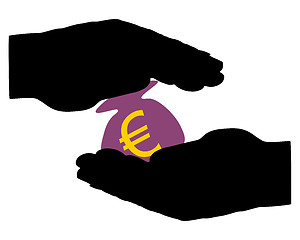 Image showing Hands with moneybag 