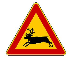 Image showing Reindeer warning sign