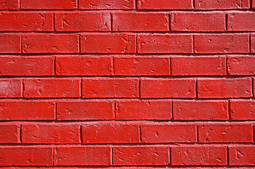 Image showing Red painted brick wall