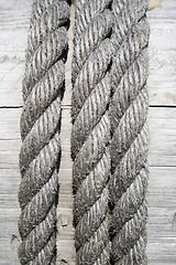 Image showing Boat rope on wooden background