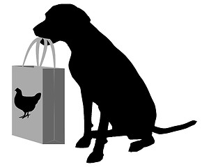 Image showing Dog shopping chicken