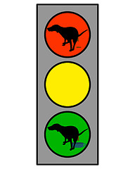 Image showing Traffic light showing a dog doing an interdicted and favored shit