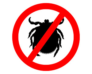 Image showing Prohibition sign for  ticks on white background