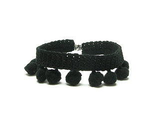 Image showing Black hand worked crocheted collar with bobbles